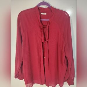 Elegant Wine Women's Dress Blouse, Size 2X